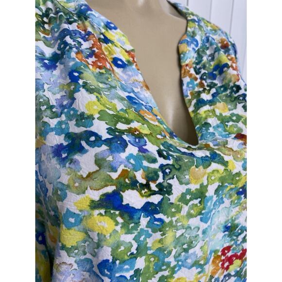 Jams World Shirt Top Blouse Short Flutter Sleeve V Neck W668 Bevy Floral Green L - Picture 5 of 7
